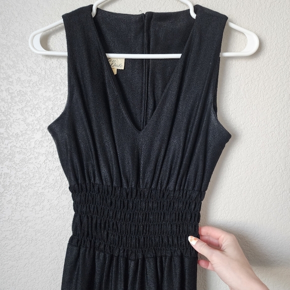 ELLEN DALE x VINTAGE 70s smocked waist jumpsuit in black - Picture 2 of 6